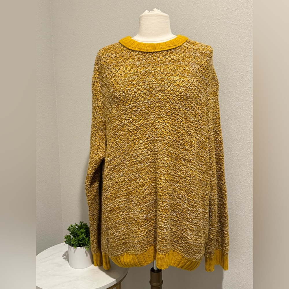 NEW Urban Outfitters BDG Women's Mustard Yellow Cable Knit Oversized Sweater XL